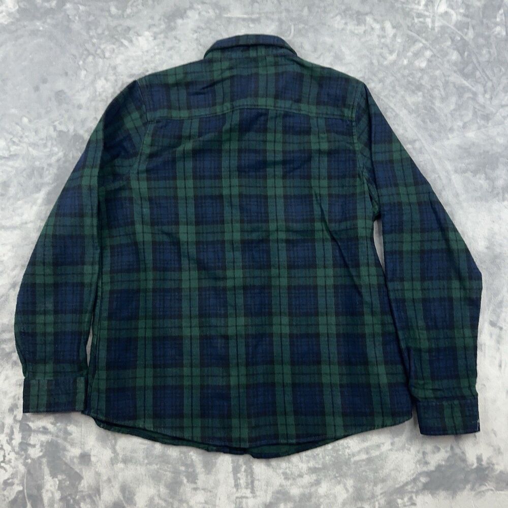 LL Bean Top Women’s Sz M Black Watch Plaid Green Blue Long Sleeve Flannel Shirt - Picture 2 of 7